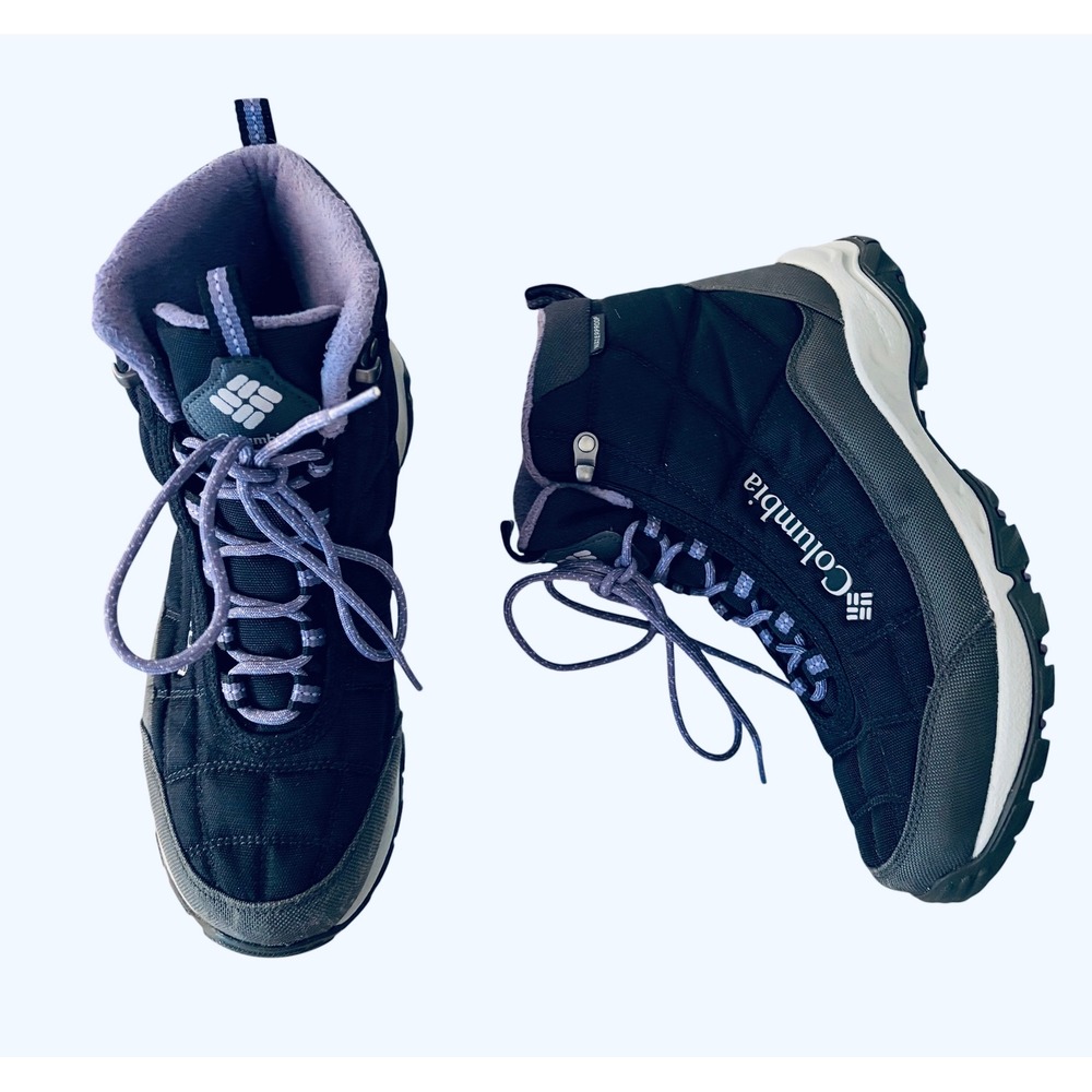 Columbia Omni Grip Size 8.5 Extreme Winter Boots Grey Purple Waterproof